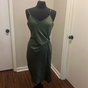 NWT Olive Silk Midi Dress